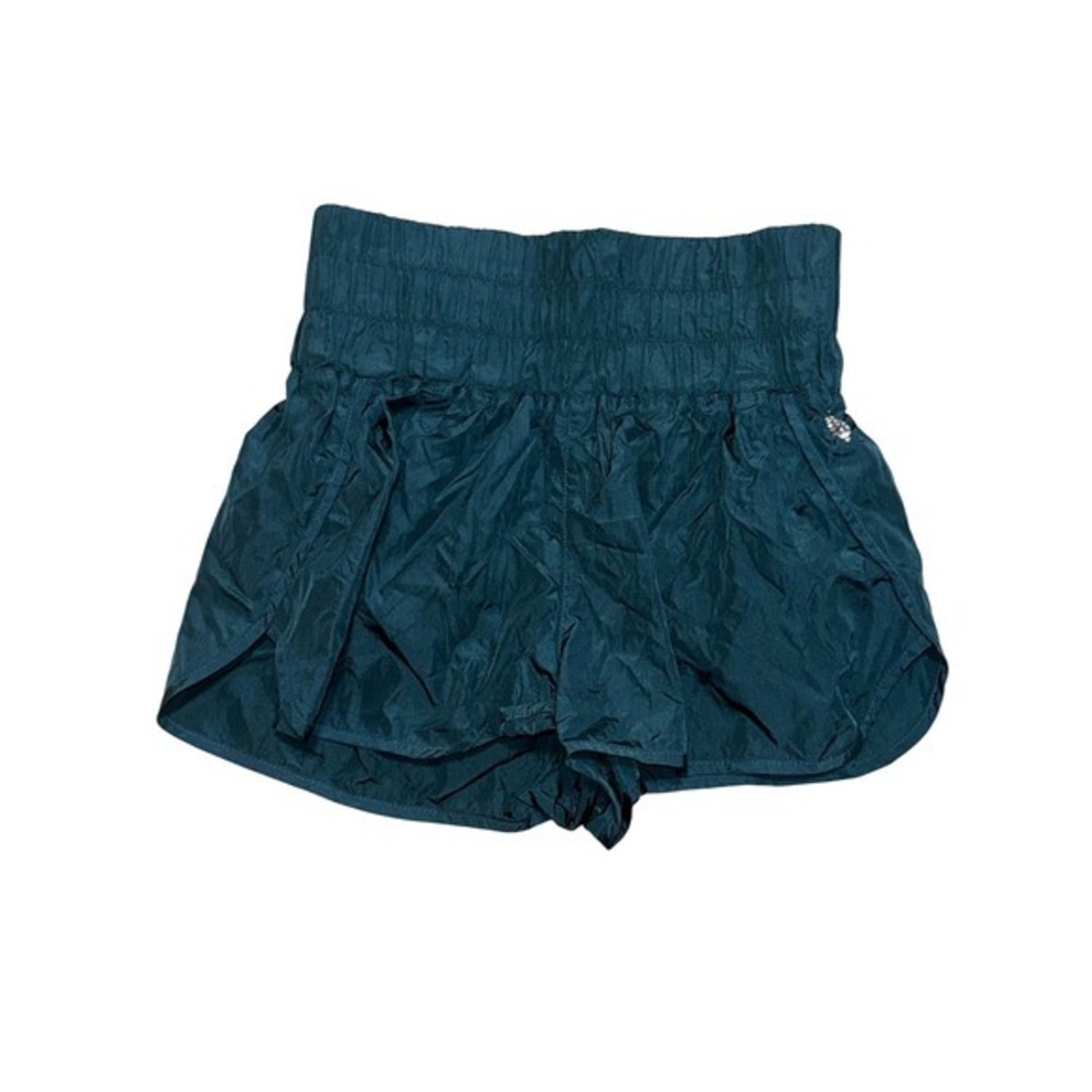 Free People Movement Teal High Waisted Smocked Running Shorts Size L